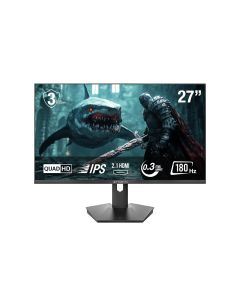 شاشة الألعاب SHARX مقاس 27”، دقة QHD، تقنية IPS، معدل تحديث 180Hz، زمن استجابة 0.3ms (MPRT)، منفذ HDMI 2.1، حامل ثابت، متوافقة مع Free Sync وG-Sync