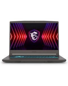 لابتوب ألعاب MSI Thin A15 AI، شاشة 15.6 بوصة FHD بمعدل تحديث 144 هرتز، معالج AMD Ryzen R9-8945HS، كرت شاشة NVIDIA GeForce RTX 4060، ذاكرة 16 جيجابايت DDR5 RAM، تخزين 1 تيرابايت NVMe SSD، لون أسود، لوحة مفاتيح إنجليزية بإضاءة خلفية.