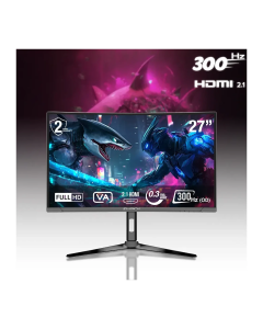 شاركس جاوز شاشة العاب منحنية موديل 27F300VC دقة FHD 1080, معدل تحديث 300 هيرتز , و سرعة استجابة 0.3 ملي ثانية, منفذ HDMI 2.1, لوحة VA