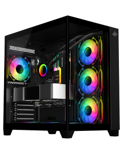 حافظة كمبيوتر الألعاب SHARX PROFIN ATX Min-Tower، مع مراوح ARGB مثبتة مسبقًا مقاس 7 × 120 مم موديل XI700B، أسود